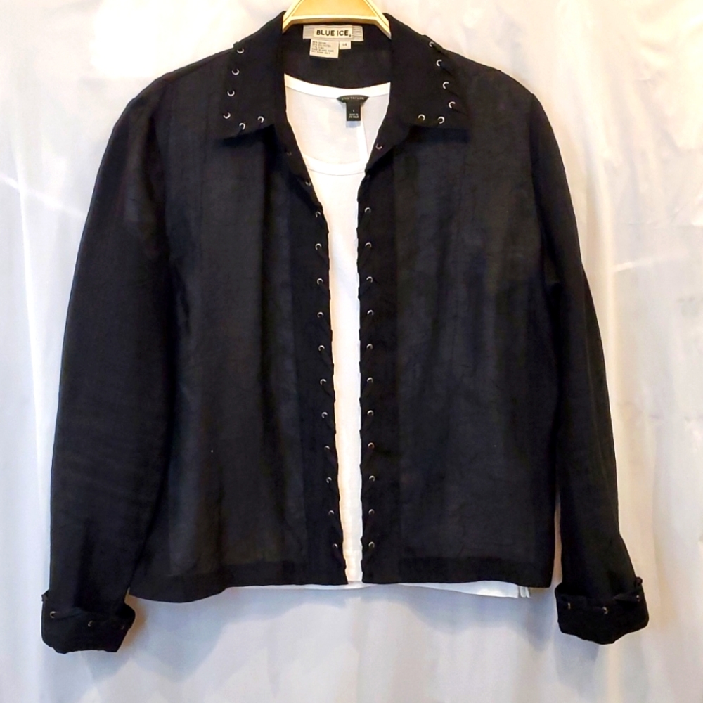 Blue Ice black shimmer open jacket